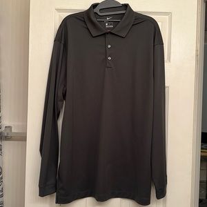 Nike Dri-Fit Long Sleeve Polo Shirt Mens Large L Nike Logo Swoosh